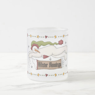 Winter Blessings Tshirts and Gifts Frosted Glass Coffee Mug