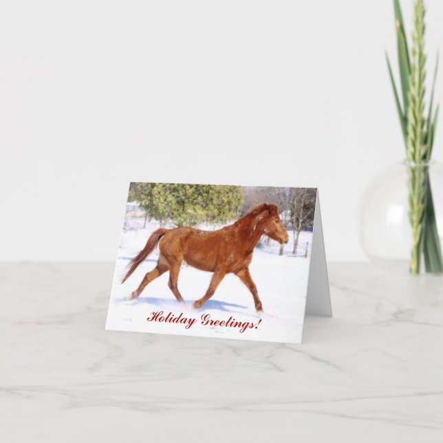 Winter Blizzard Horse Christmas Greeting Card (Front)