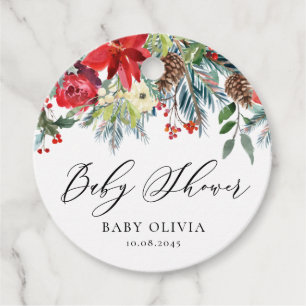 Winter Blooms Garland Floral Baby Shower Favour Tags