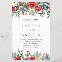 Winter Blooms Garland Floral Wedding Invitation