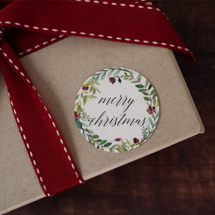 Winter Blooms   Merry Christmas Classic Round Sticker