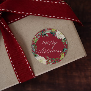 Winter Blooms   Merry Christmas Classic Round Sticker