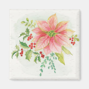 Winter Blooms Pink Blooming Poinsettia Magnet