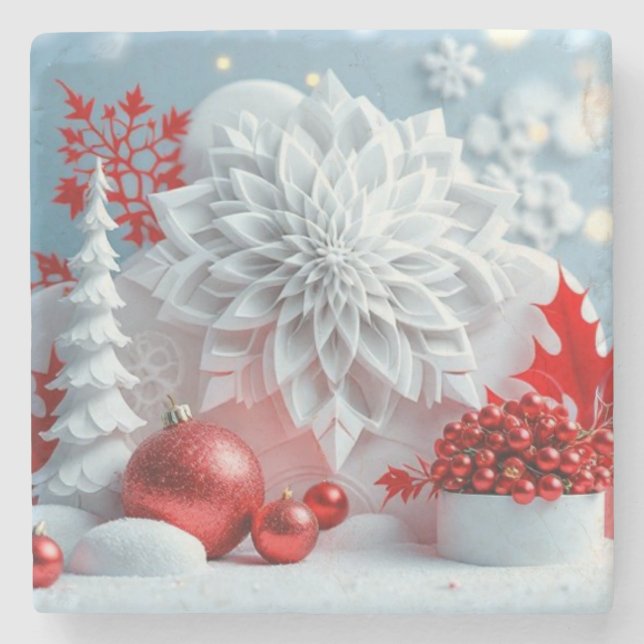 Winter Blossom Composition Stone Coaster (Front)