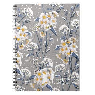 Winter Blossom: Delicate Floral Pattern Notebook