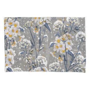 Winter Blossom: Delicate Floral Pattern Pillowcase