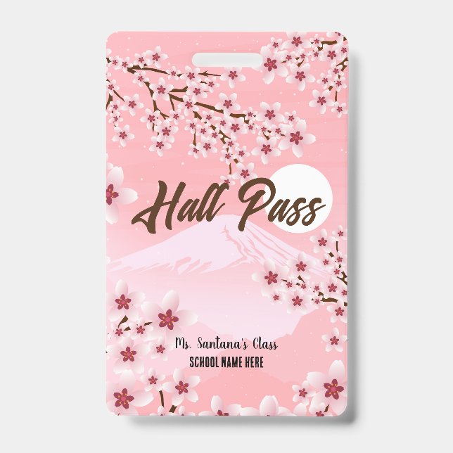 Winter Blossom Hall Pass Badge ID Badge (Front)