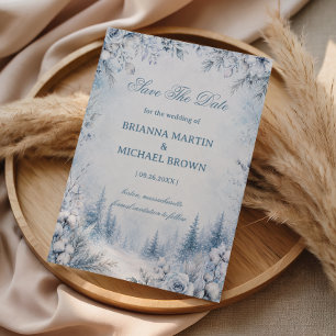 Winter Blossoms Framing Snowy Save The Date