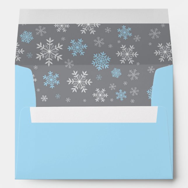 Winter Blue and Grey Snowflake Pattern Envelope (Back (Bottom))