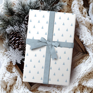 Winter Blue And White Christmas Tree Holiday Wrapp Wrapping Paper