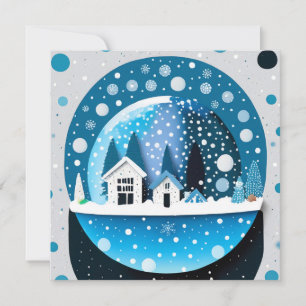 Winter Blue and White Holiday Christmas Wedding Thank You Card