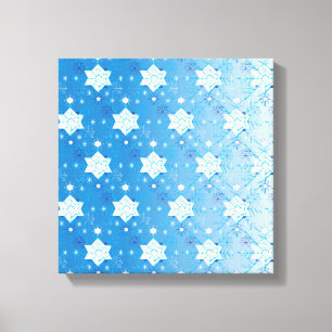 Winter blue and white Snowflakes pattern Canvas Print