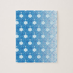 Winter blue and white Snowflakes pattern Jigsaw Puzzle