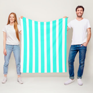 Winter Blue and White Stripes  Fleece Blanket