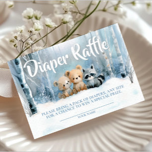 Winter Blue Baby Shower Baby Shower Diaper Raffle Enclosure Card