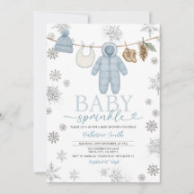 Winter Blue Baby Sprinkle Snowflakes Baby Shower