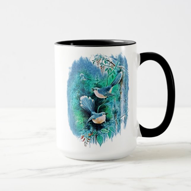 Winter Blue Birds Painting Mug (Right)