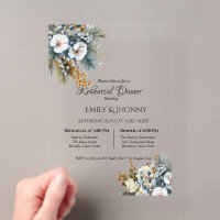Winter Blue Boho Floral Rehearsal Dinner