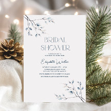 Winter Blue Botanical Minimalist Bridal Shower