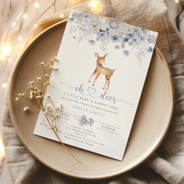 Winter blue boy Oh deer baby shower Invitation (Creator Uploaded)