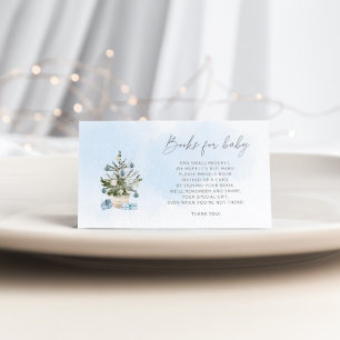 Winter blue Christmas tree books for baby ticket Enclosure Card