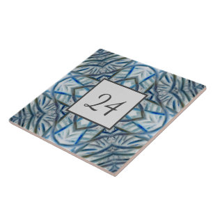 Winter Blue Crystal Pattern Wall Tile  Number