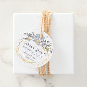 Winter Blue Floral Bachelorette Party Thank You Favour Tags