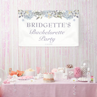 Winter Blue Floral Bachelorette Party Welcome Banner