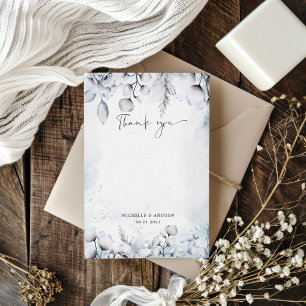 Winter Blue Foliage Photo Thank You Card