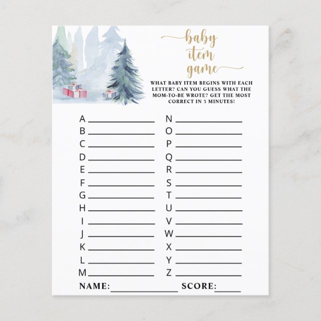 Winter blue forest \ Baby Item Game (Front)