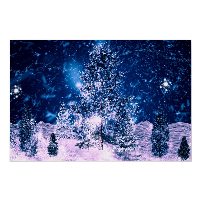winter blue forest holidays xmas   poster (Front)