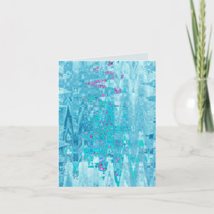 Winter blue frost snow &  abstract zig zag trees thank you card