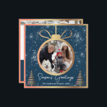 Winter Blue Gold Christmas Ornament 2 Photo Holiday Card<br><div class="desc">Winter Blue Gold Christmas Ornament 2 Photo Holiday Card</div>