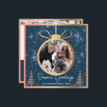 Winter Blue Gold Christmas Ornament 2 Photo Holiday Card<br><div class="desc">Winter Blue Gold Christmas Ornament 2 Photo Holiday Card</div>