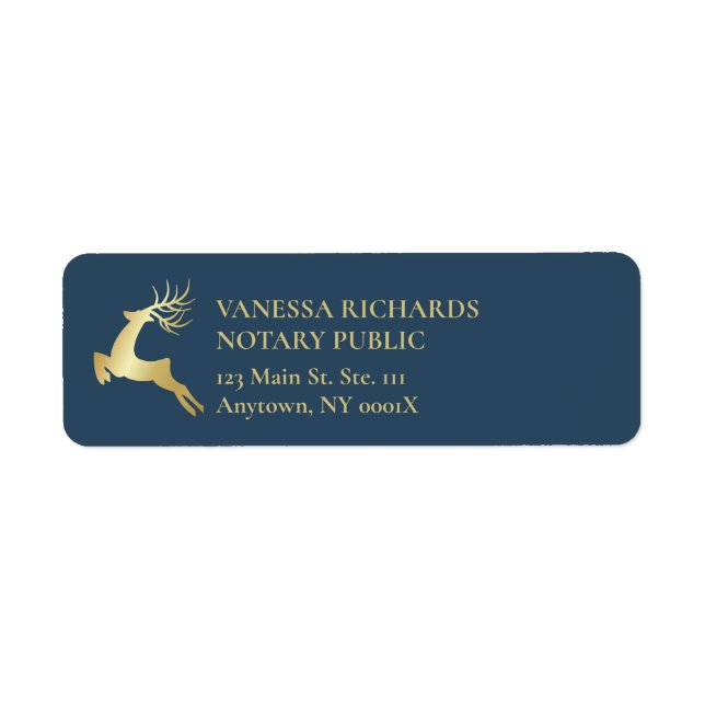 Winter Blue Gold Deer Holiday Business Return  (Front)