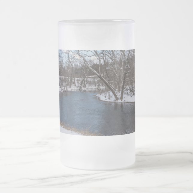 Winter Blue James River Frosted Glass Beer Mug (Center)