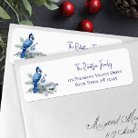 Winter Blue Jay Christmas Return Address<br><div class="desc">These winter themed Christmas holiday return address labels feature a watercolor blue jay perched on snowy pine boughs with blue berries.</div>