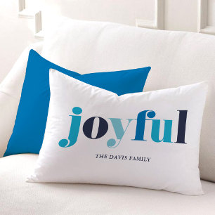 Winter Blue "Joyful" Holiday  Decorative Cushion