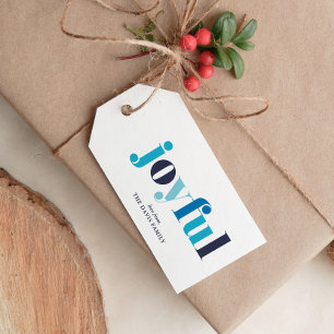 Winter Blue "Joyful" Personalized Holiday  Gift Tags