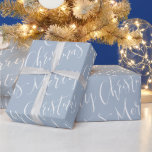 Winter Blue Merry Christmas Calligraphy Holiday Wrapping Paper<br><div class="desc">Christmas gift wrapping paper feature modern calligraphy merry Christmas script in winter blue and white. 
Customise the background colour with your choice.</div>