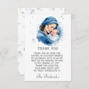 Winter Blue Mother & Child Baby Shower Thank You