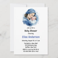 Winter Blue Mother & Child Boy Baby Shower