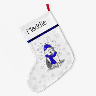 Winter Blue Old English Sheepdog Dog (Grey 1) Cute Large Christmas Stocking