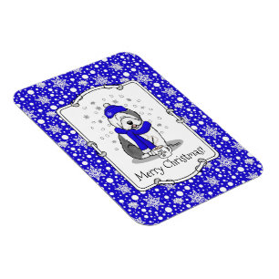Winter Blue Old English Sheepdog Dog (Grey 1) Cute Magnet