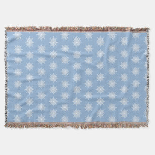 Winter Blue Ornamental G-Clef Snowflake Pattern Throw Blanket