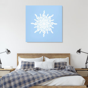 Winter Blue Ornamental Monogram G-Clef Snowflake Canvas Print