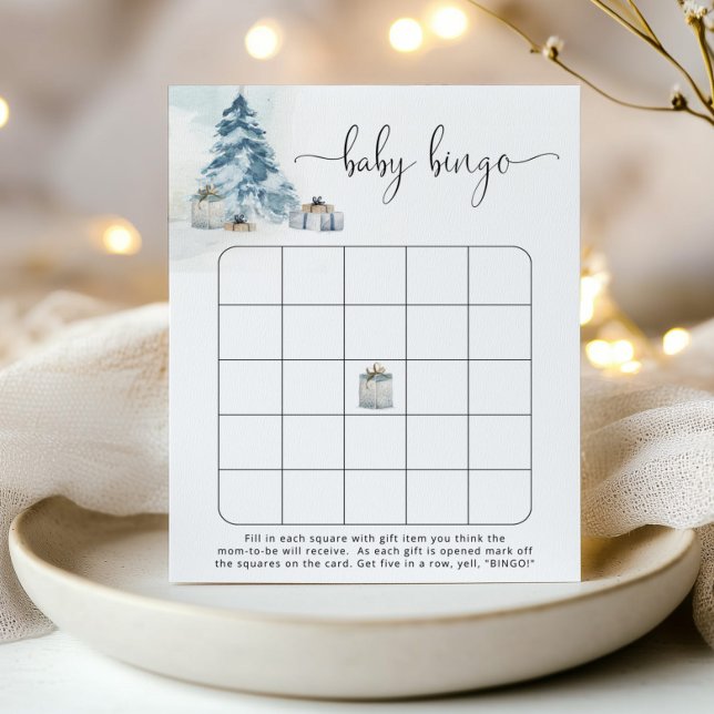 Winter blue pine trees baby bingo game (Creator Uploaded)