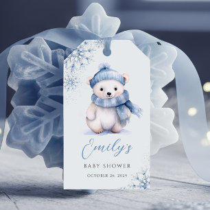 Winter Blue Polar Bear Favour Tags