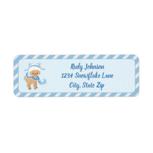 Winter Blue Reindeer Diagonal Stripes