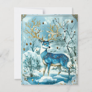 Winter Blue Reindeer Scrapbook Paper